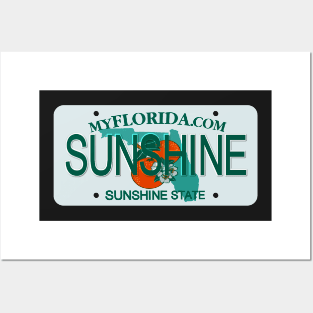 Sunshine Florida License Plate Wall Art by Mel's Designs